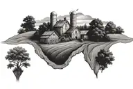 country farm landscape tattoo design idea