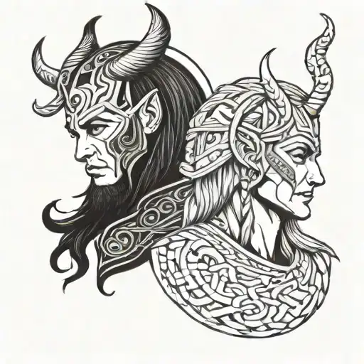 balder and loki norse mythology tattoo design idea