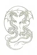 entertwined dragons with lightning  tattoo design idea