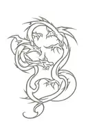 entertwined dragons with lightning  tattoo design idea