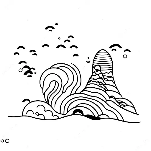 space mountains ocean tattoo design idea