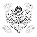 A simple and elegant design of your dog's paw print surrounded by tiny seashells, capturing your love for your pet and the beach. tattoo design idea