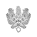 A simple and elegant design of your dog's paw print surrounded by tiny seashells, capturing your love for your pet and the beach. tattoo design idea