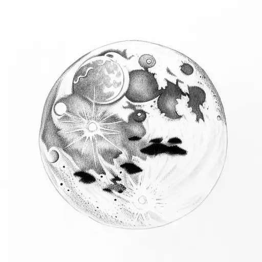 moon with clouds around it  tattoo design idea