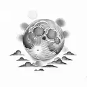 moon with clouds around it  tattoo design idea