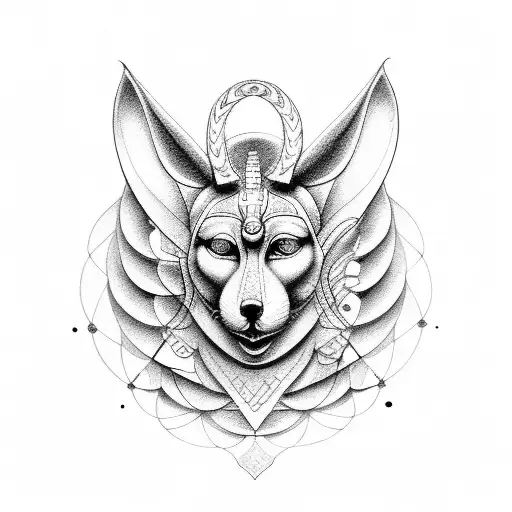 Fibonacci sequence incorporated into an Anubis design tattoo design idea