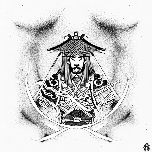 Samurai with dragon tattoo design idea