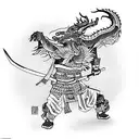 Samurai with dragon tattoo design idea