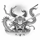 Samurai with dragon tattoo design idea