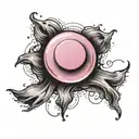 a pink button tightly holding two pieces of fabric together tattoo design idea