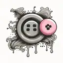 a pink button tightly holding two pieces of fabric together tattoo design idea