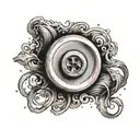 a pink button tightly holding two pieces of fabric together tattoo design idea