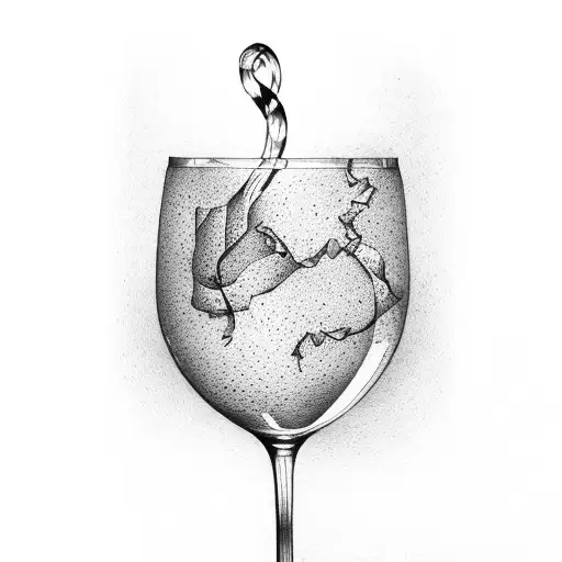 wine glass in van gogh style tattoo design idea