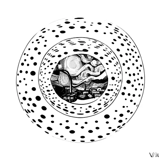 wine glass with starry night by Van Gogh in it tattoo design idea