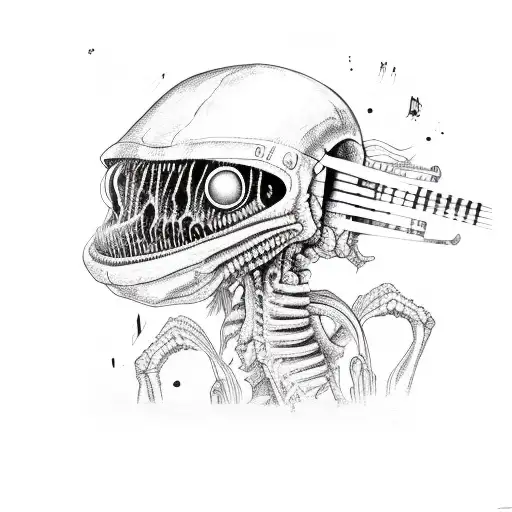 alien, zombie, guitar, music, binary tattoo design idea