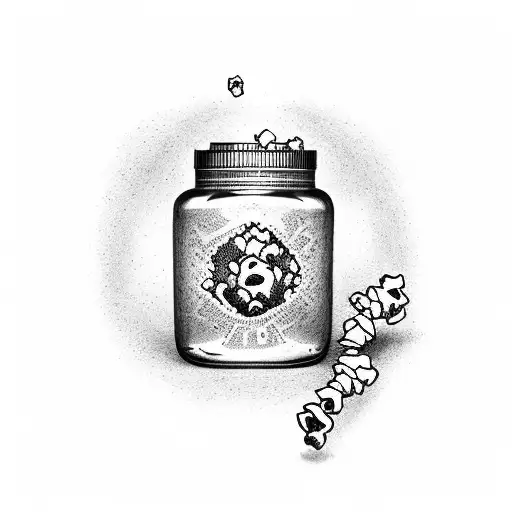 bottle of poison with popcorn tattoo design idea