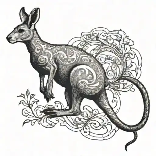 kangaroo jumping tattoo design idea