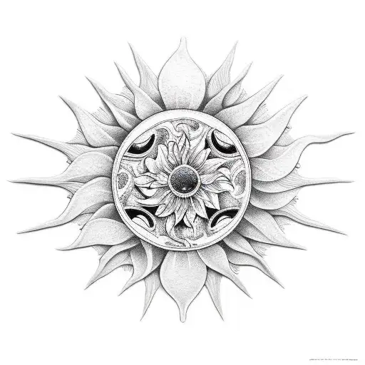 mon and sun tattoo design idea