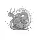 ouroborus eating its tail tetris blocks body black and white tattoo design idea
