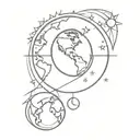 sun moon star earth globe tattoo design idea