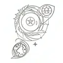 sun moon star earth globe tattoo design idea