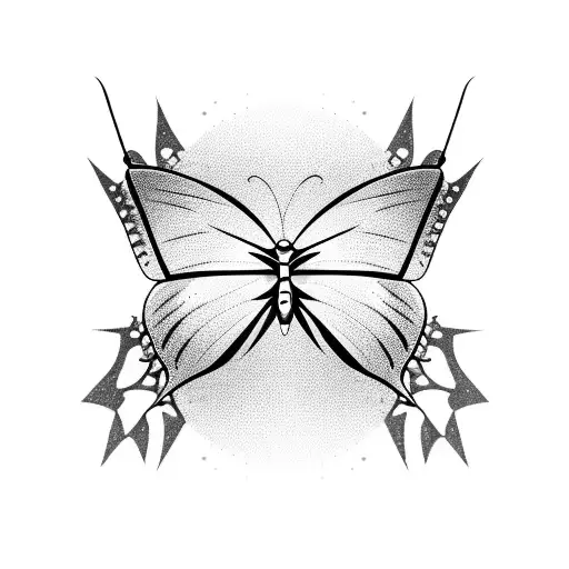 Butterfly with spikes tattoo design idea