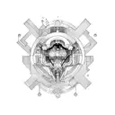 bio mechanical , cyberpunk, symmetrical tattoo design idea