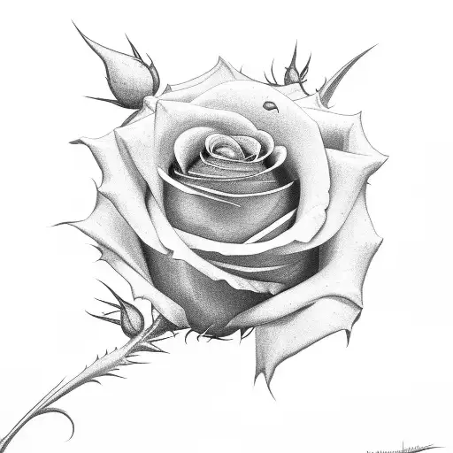 rose defeating thistles tattoo design idea