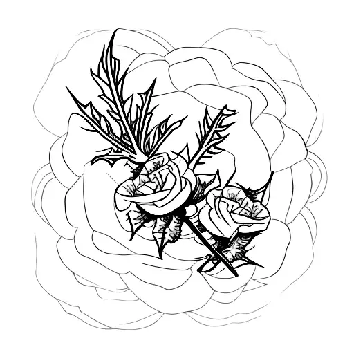 roses defeating thistles tattoo design idea