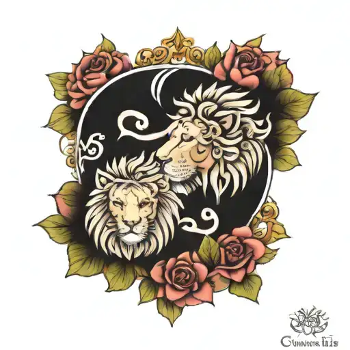 roses lions childrens names mandala design incorporating tattoo design idea