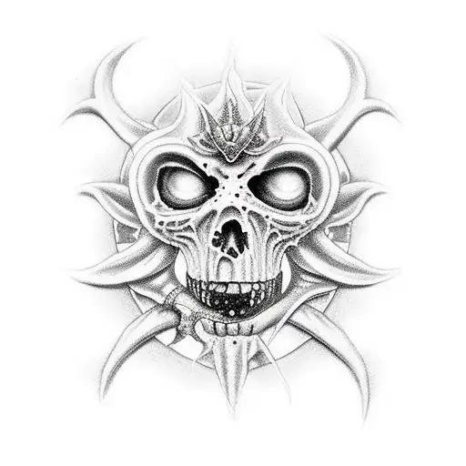 espada clavada en la espalda sujetada por 2 Ángeles mediante cadenas  tattoo design idea