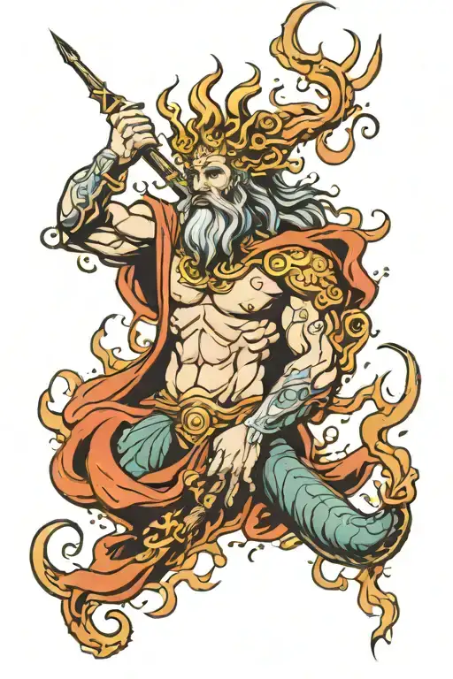 poseidon god tattoo design idea