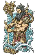 poseidon holding the trident tattoo design idea