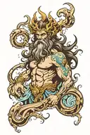 poseidon god tattoo design idea