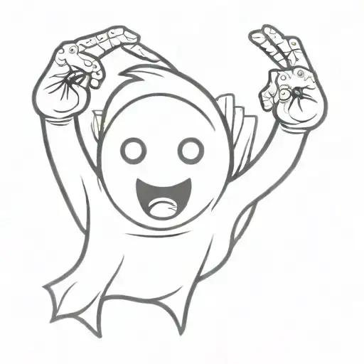 simple cartoon ghost raising the middle finger tattoo design idea