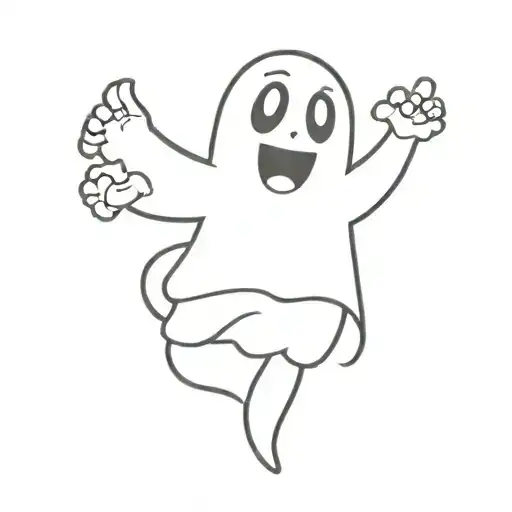 simple cartoon ghost flipping the middle finger tattoo design idea