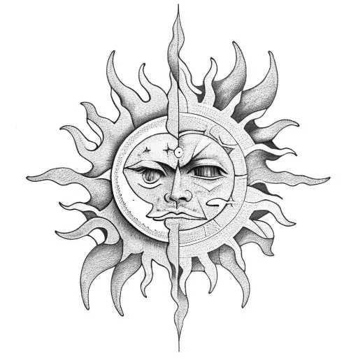 Sun and Moon tattoo design idea