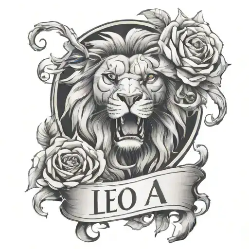 black and grey names Leo, Ava, Fay tattoo design idea