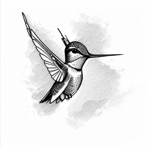 A sketch-style tattoo of a hummingbird in mid-flight with intricate botanical details tattoo design idea
