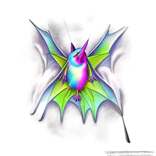 flying bat tattoo design idea