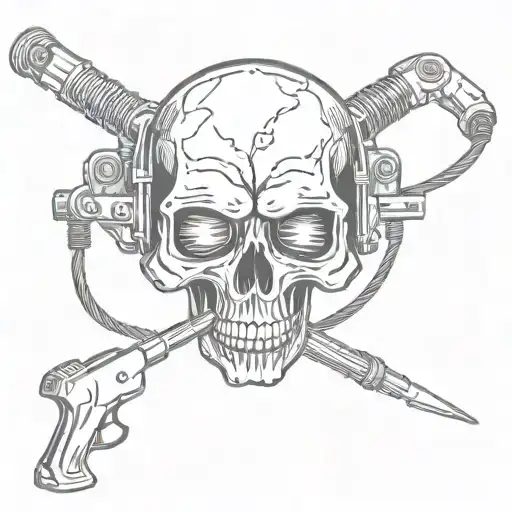 skull welding tools tattoo design idea
