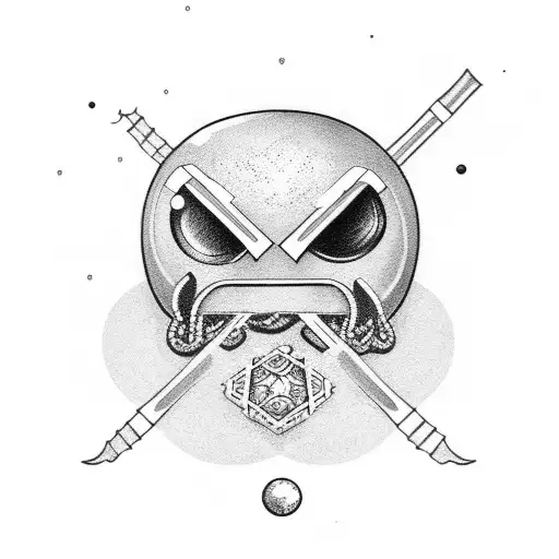 coffin with 8 ball  tattoo design idea