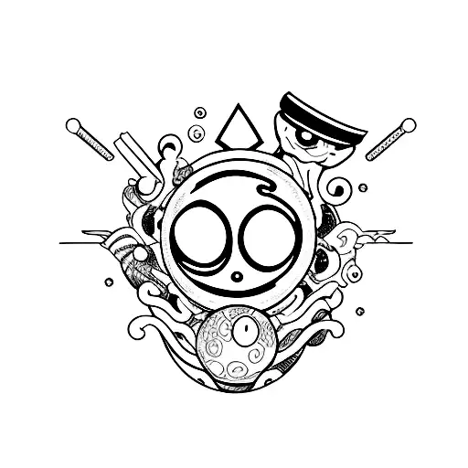 coffin with 8 ball  tattoo design idea