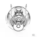 coffin with 8 ball  tattoo design idea