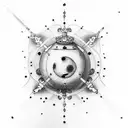 coffin with 8 ball  tattoo design idea