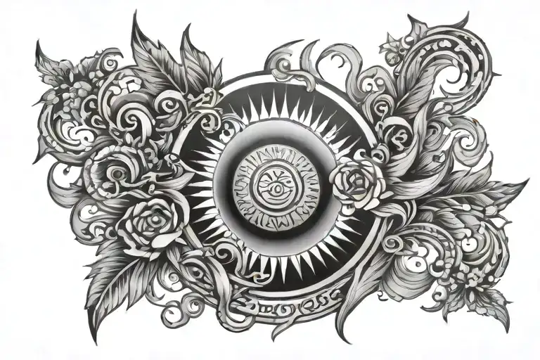 do it anyway with border or half sun tattoo design idea