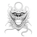 monkey with coiling dragon  tattoo design idea