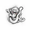 monkey with coiling dragon  tattoo design idea