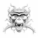 monkey with coiling dragon  tattoo design idea