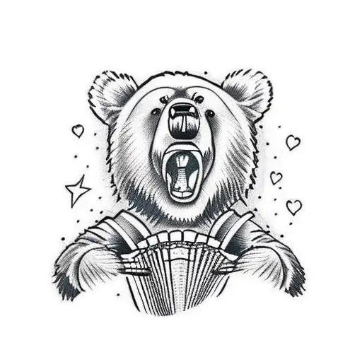 Bear playing accordion tattoo design idea
